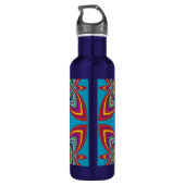 Colorful Psychedelic Geometric Pattern Monogram Edelstahlflasche (Rückseite)