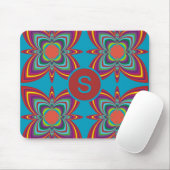 Colorful Psychedelic Geometric Pattern Monogram Mousepad (Mit Mouse)