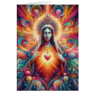 Colorful Psychedelic Sacred Heart of Mary
