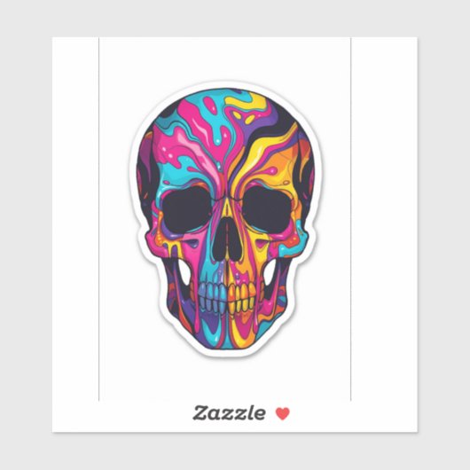  Colorful Psychedelic Skull Vinyl Sticker (Blatt)
