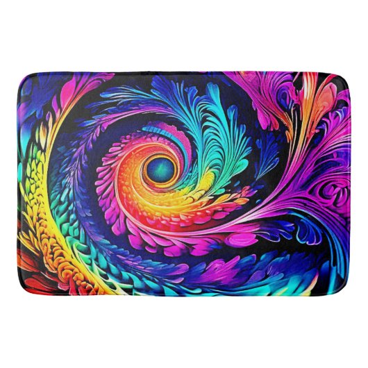 Colorful Psychedelic Spiral Art Badematte (Vorderseite)