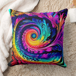Colorful Psychedelic Spiral Art Kissen