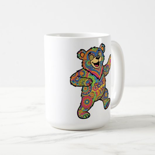 Colorful Psychedelic Teddy Bear Art Kaffeetasse (VorderseiteRechts)