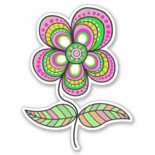 Colorful Psychedelic Vintag Blume Art Aufkleber