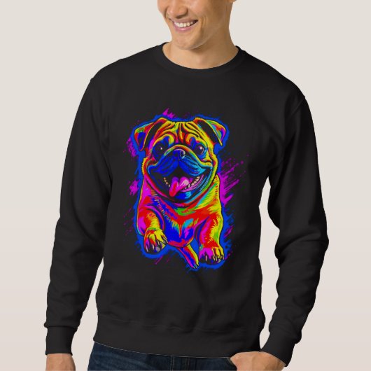 Colorful Pug Dog Sweatshirt (Vorderseite)