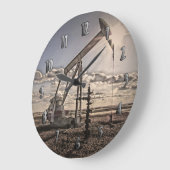 Colorful Pumping Unit at Sunset Clock Große Wanduhr (Winkel)