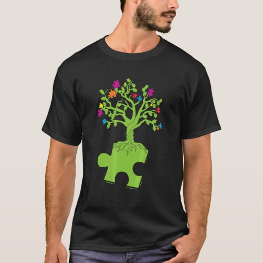 colorful puzzle pieces Autism Awareness Peace Auti T-Shirt (Vorderseite)