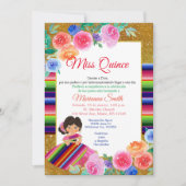 Colorful Quinceanera Floral Mexikanerin Miss Quinc Einladung (Vorderseite)