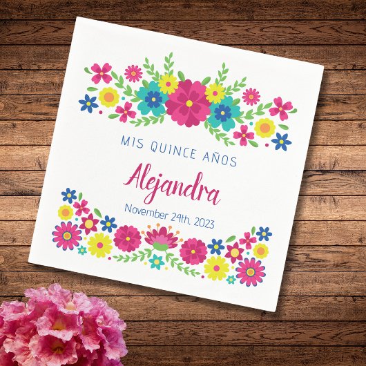 Colorful Quinceañera mexikanische Blume Papier Nap Serviette