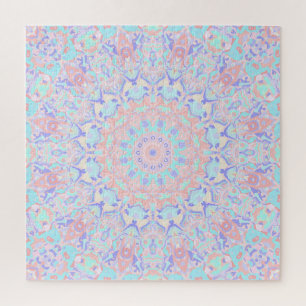 Colorful Quirky Boho Hippie Retro Pastel Mandala Puzzle