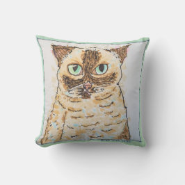 Colorful Quirky Cat Portrait Kissen