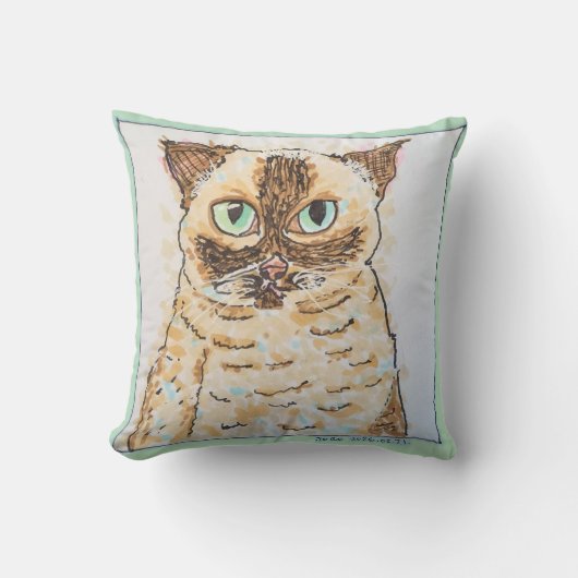 Colorful Quirky Cat Portrait Kissen (Vorderseite)
