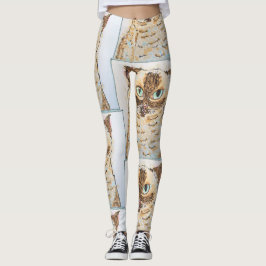 Colorful Quirky Cat Portrait Leggings
