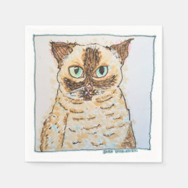 Colorful Quirky Cat Portrait Serviette