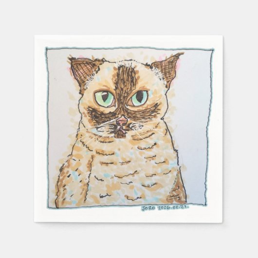 Colorful Quirky Cat Portrait Serviette (Vorderseite)
