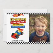 Colorful Race Car Kids Party Einladung (Vorderseite)