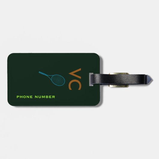 Colorful Racquets Personalized Gepäckanhänger (Rückseite horizontal)