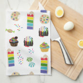 Colorful Rainbow Cake Desserts & Sprinkles Pattern Geschirrtuch (Viertel Falte)