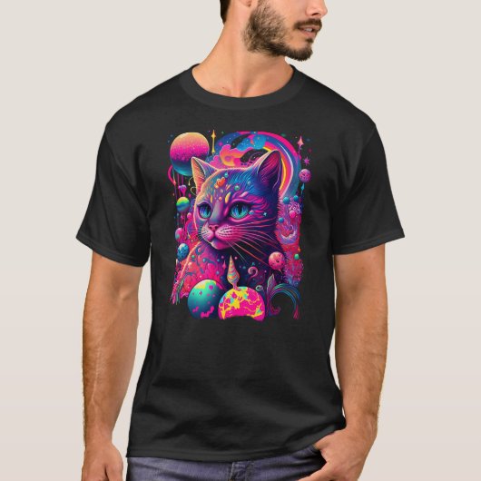 Colorful Rainbow Cat Graphic T-Shirt (Vorderseite)