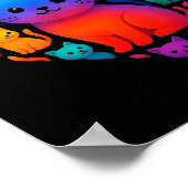 Colorful Rainbow Cats Heart Valentines Day Cat Gra Poster (Ecke)