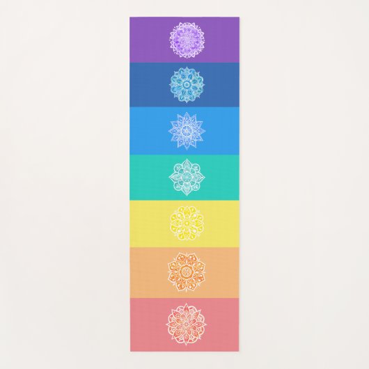 Colorful Rainbow Chakras Mandalases Yoga Mat Yogamatte (Vorderseite)