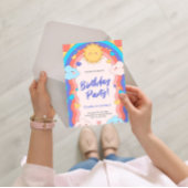 Colorful Rainbow & Clouds Kids 1st Birthday Party Einladung