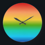 Colorful Rainbow color gradient Große Wanduhr<br><div class="desc">rainbow, colorful, multicolor, multicolored, gay, homosexual, flag, gradient, LGBT, pretty, beautiful, colors, colourful, multicolour, multicoloured, homosexuality, lesbian, pride, proud, bisexual, transgender, hippy, hippie, spectrum, colours, bright, vibrant, happy, visible, prisim, abstract, red, orange, yellow, green, blue, roygbiv, rainbows, smooth, modern, contemporary, stylish, design, graphic, </div>