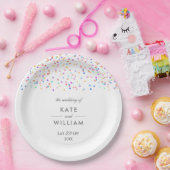 Colorful Rainbow Confetti Wedding Pappteller (Party)