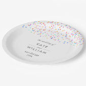 Colorful Rainbow Confetti Wedding Pappteller (Schrägansicht)