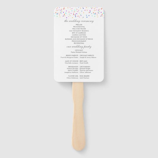Colorful Rainbow Confetti Wedding Program Fächer (Rückseite)