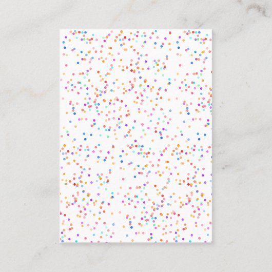 Colorful Rainbow Confetti Wedding Vielen Dank Platzkarte (Rückseite)