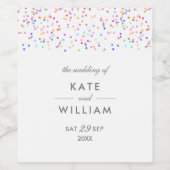 Colorful Rainbow Confetti Wedding Weinetikett (Einzelnes Label)