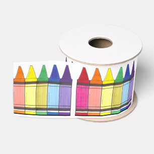 Colorful Rainbow Crayons Art Artist School Lehrer Ripsband