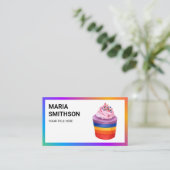 Colorful Rainbow Cupcake Konditorei Koch Bäckerei Visitenkarte (Stehend Vorderseite)