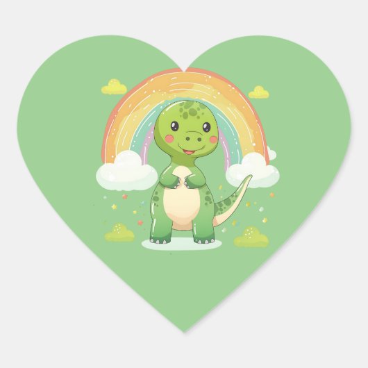 Colorful Rainbow Dino Herz-Aufkleber (Vorderseite)