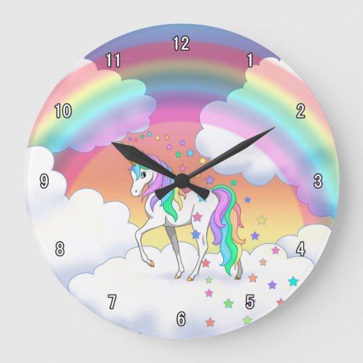 Colorful Rainbow Große Wanduhr (Vorderseite)