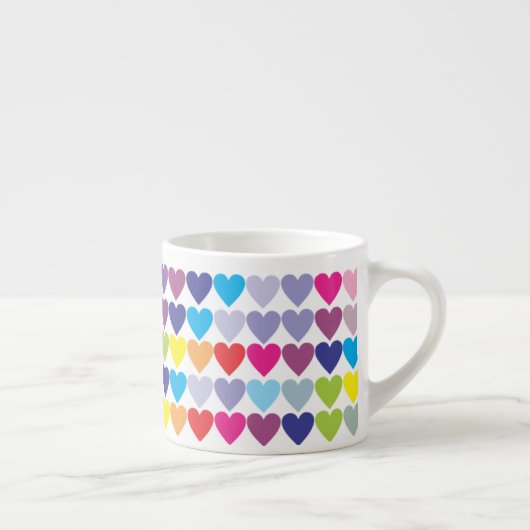 Colorful Rainbow Hearts Pattern Espressotasse (Rechts)