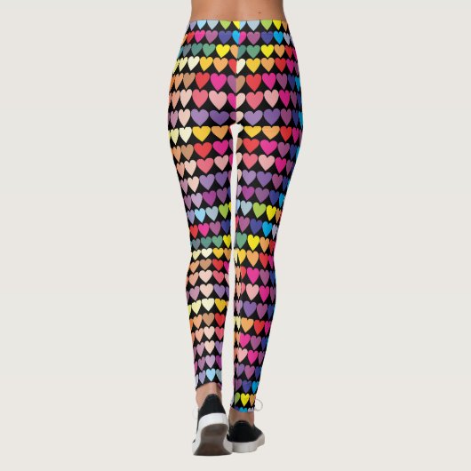 Colorful Rainbow Hearts Pattern Leggings (Rückseite)