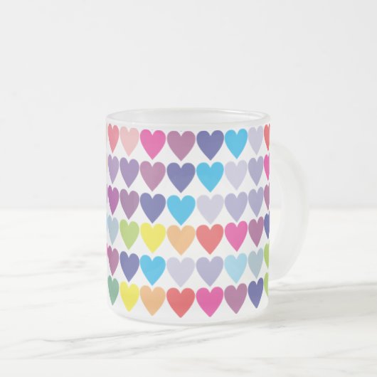 Colorful Rainbow Hearts Pattern Mattglastasse (VorderseiteRechts)