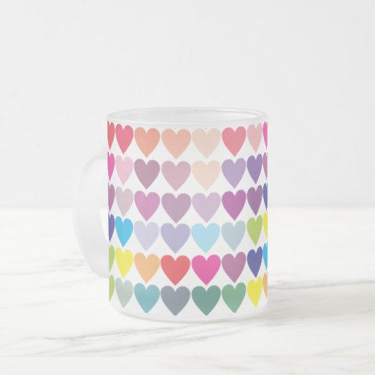 Colorful Rainbow Hearts Pattern Mattglastasse (Vorderseite Links)