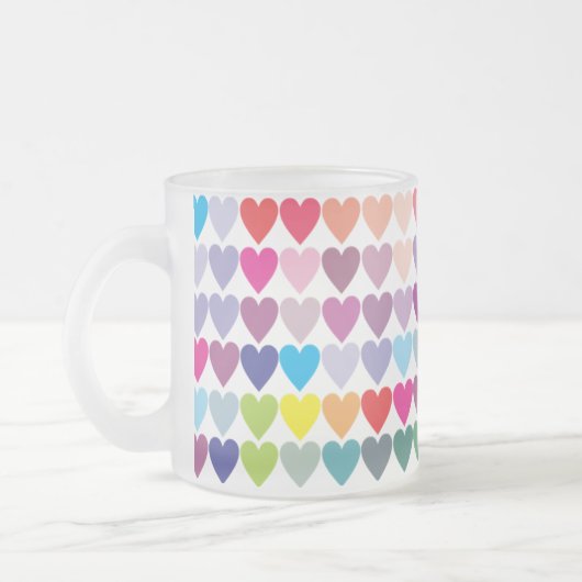Colorful Rainbow Hearts Pattern Mattglastasse (Links)