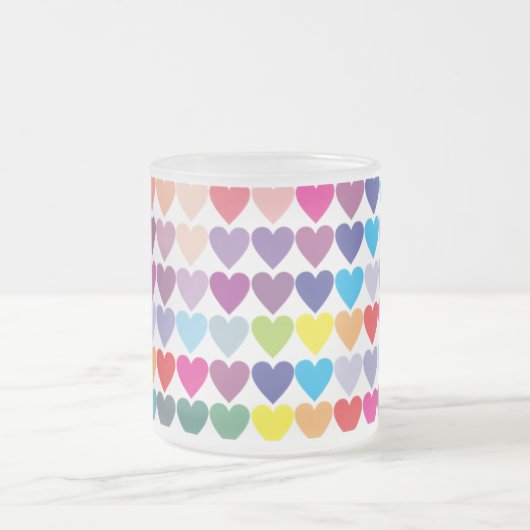 Colorful Rainbow Hearts Pattern Mattglastasse (Mittel)