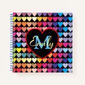 Colorful Rainbow Hearts Pattern Personalised Notizblock (Vorderseite)
