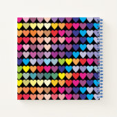 Colorful Rainbow Hearts Pattern Personalised Notizblock (Rückseite)