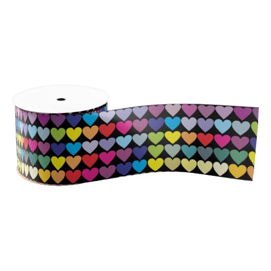 Colorful Rainbow Hearts Pattern Ripsband (Spule)