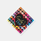 Colorful Rainbow Hearts Personalised 21st Serviette (Ecke)
