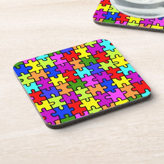 Colorful rainbow jigsaw puzzle pattern untersetzer (Linke Seite)