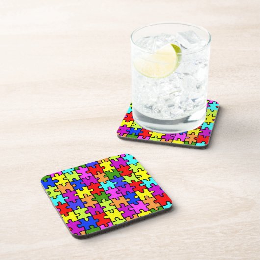 Colorful rainbow jigsaw puzzle pattern untersetzer (Rechte Seite)