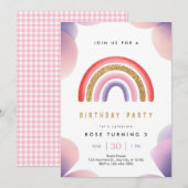 Colorful Rainbow Kids Birthday Invitation – Cute P Einladung (Vorne/Hinten)