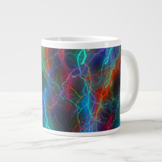Colorful Rainbow Lightning Storm Jumbo-Tasse (Vorderseite Rechts)